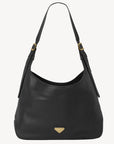 MENDRISIO | Umhängetasche Kalbsleder classic schwarz/gold - frontal