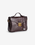 MEYRIN | Umhängetasche Croco burgundy braun/gold - seiltich