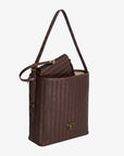 BANNWIL | Beuteltasche terra braun/gold - leicht seitlich