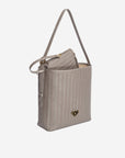 BANNWIL | Beuteltasche taupe grau/gold