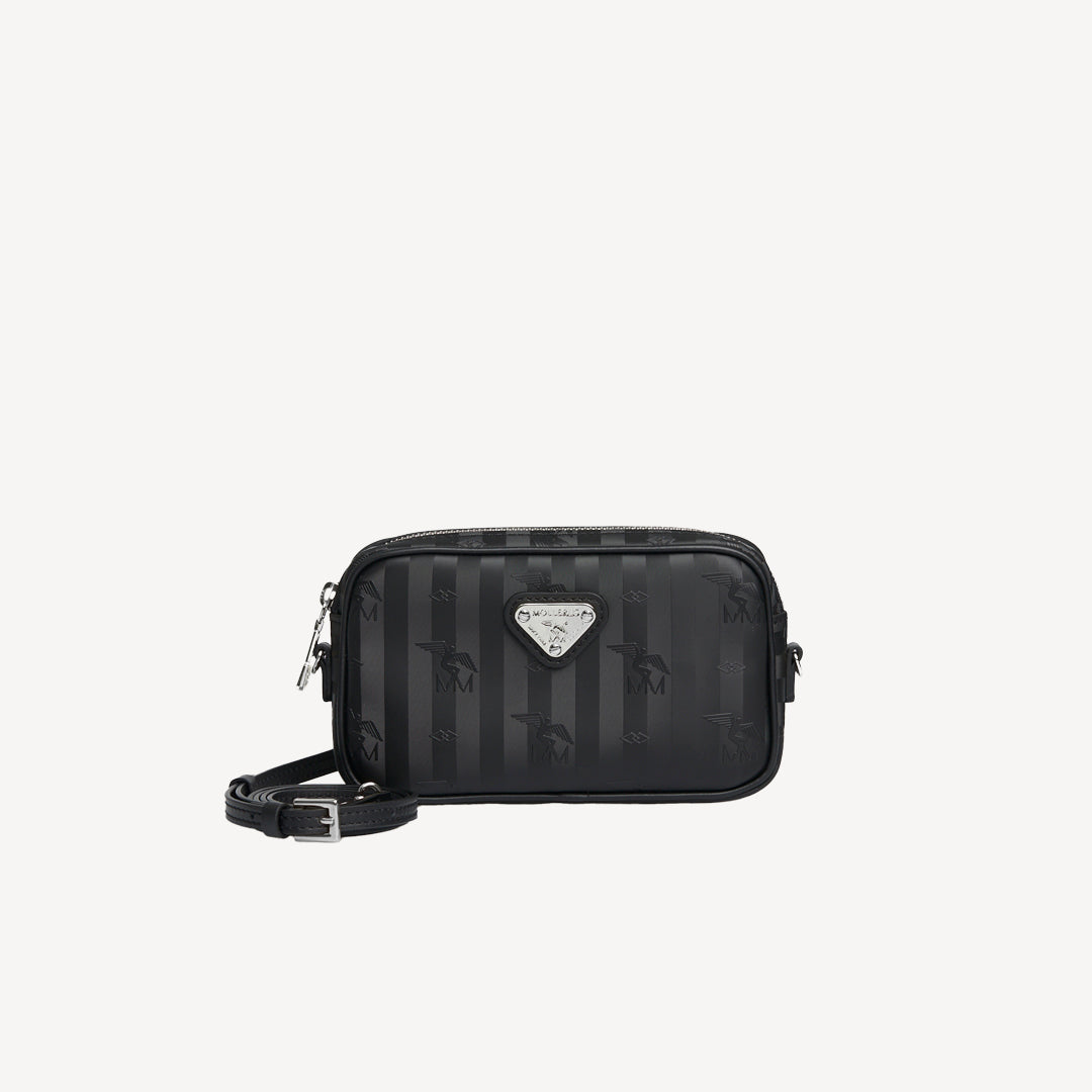 RIVAZ | Sac bandoulière classique, noir/argent