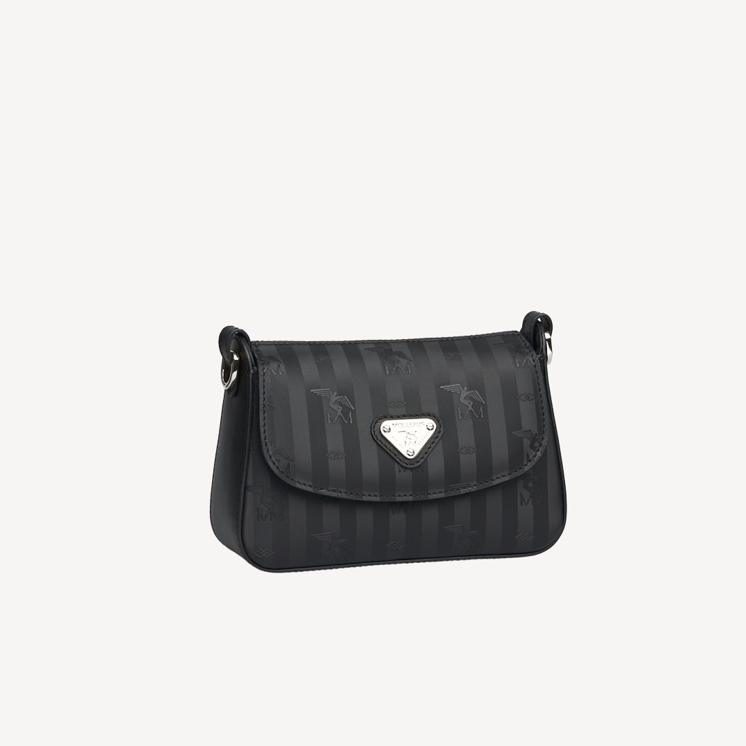 PIZY | Sac bandoulière classique, noir/argent