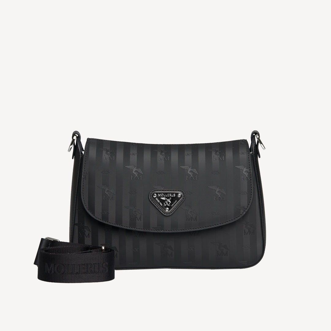 MONNAZ | Sac bandoulière classique, noir/argent