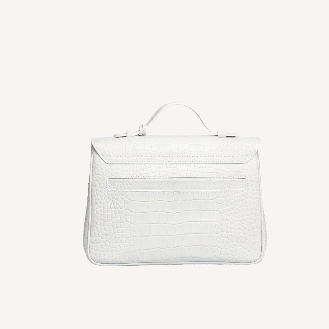 MARLY | Sac bandoulière Croco Snow blanc/doré