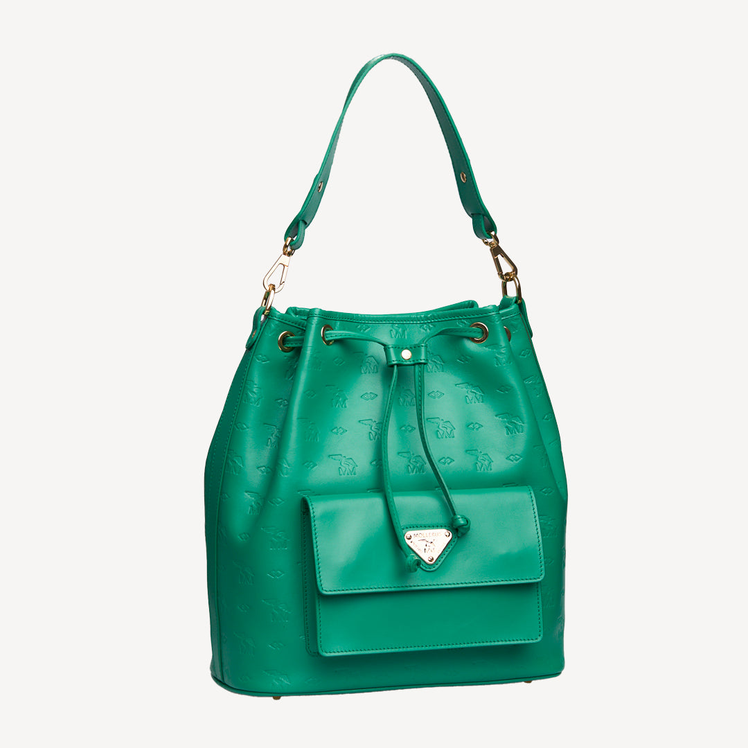 NYON | Pochette Stampato vert menthe/doré