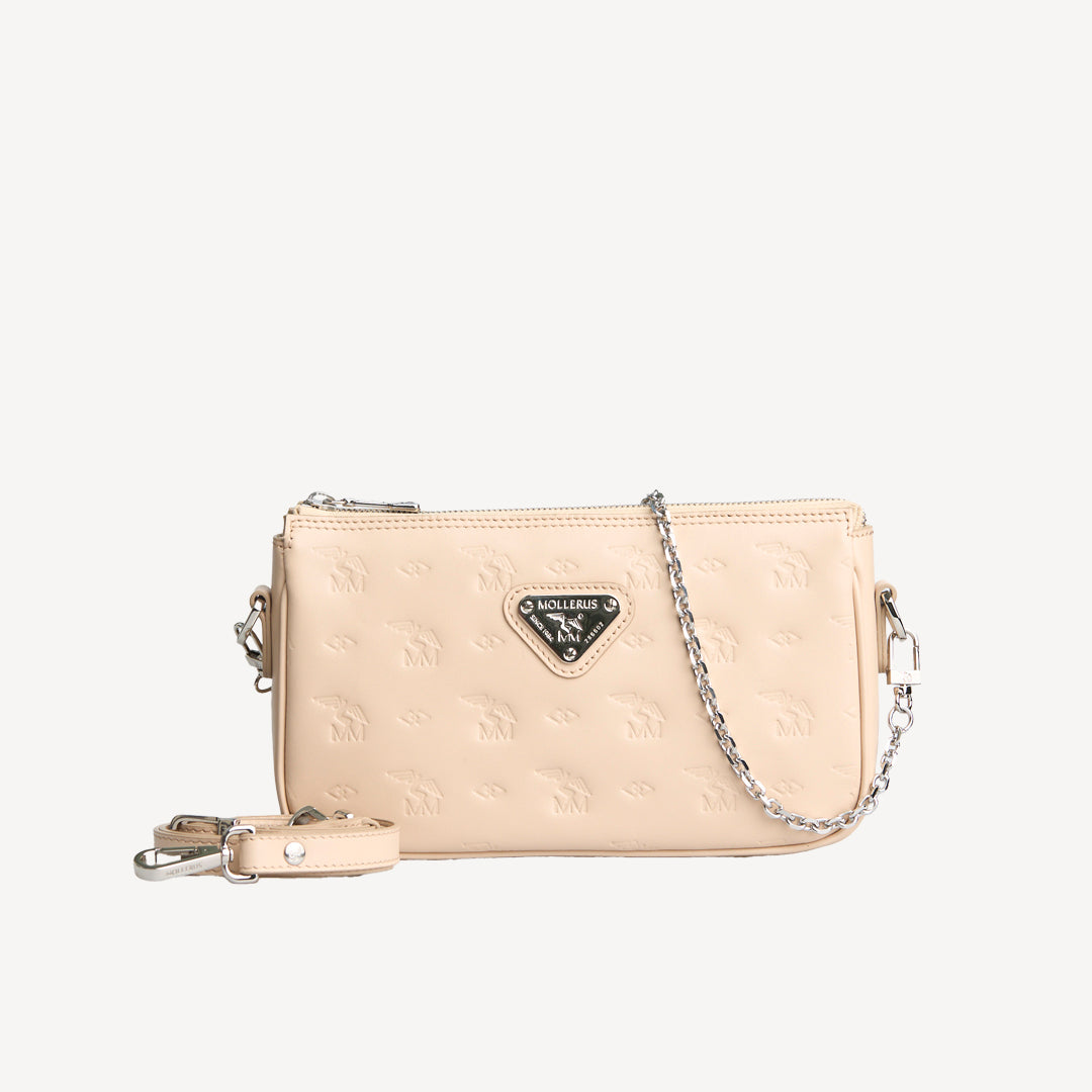 ZELL | Sac bandoulière Stampato beige vanille/argent