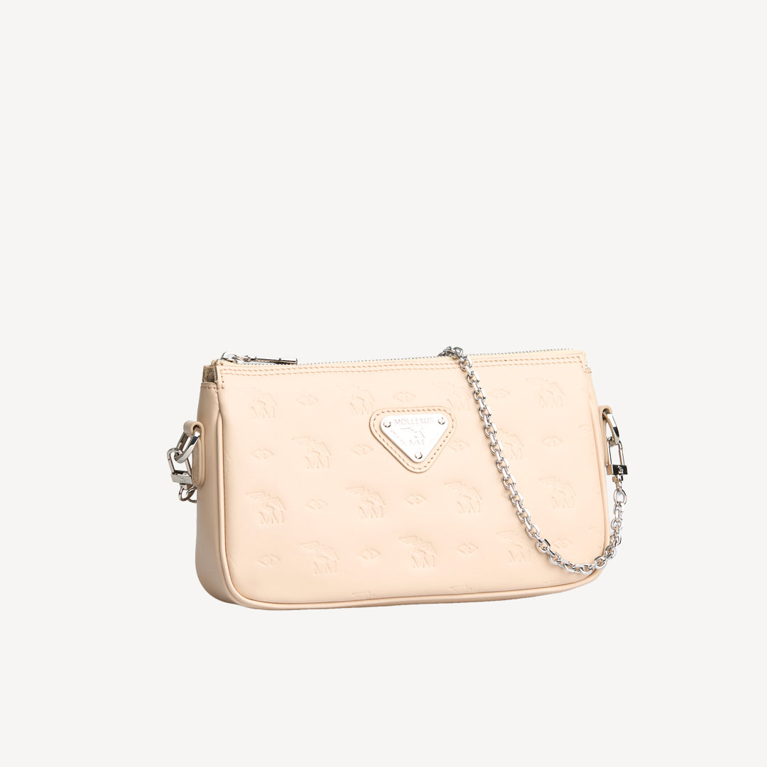 ZELL | Sac bandoulière Stampato beige vanille/argent