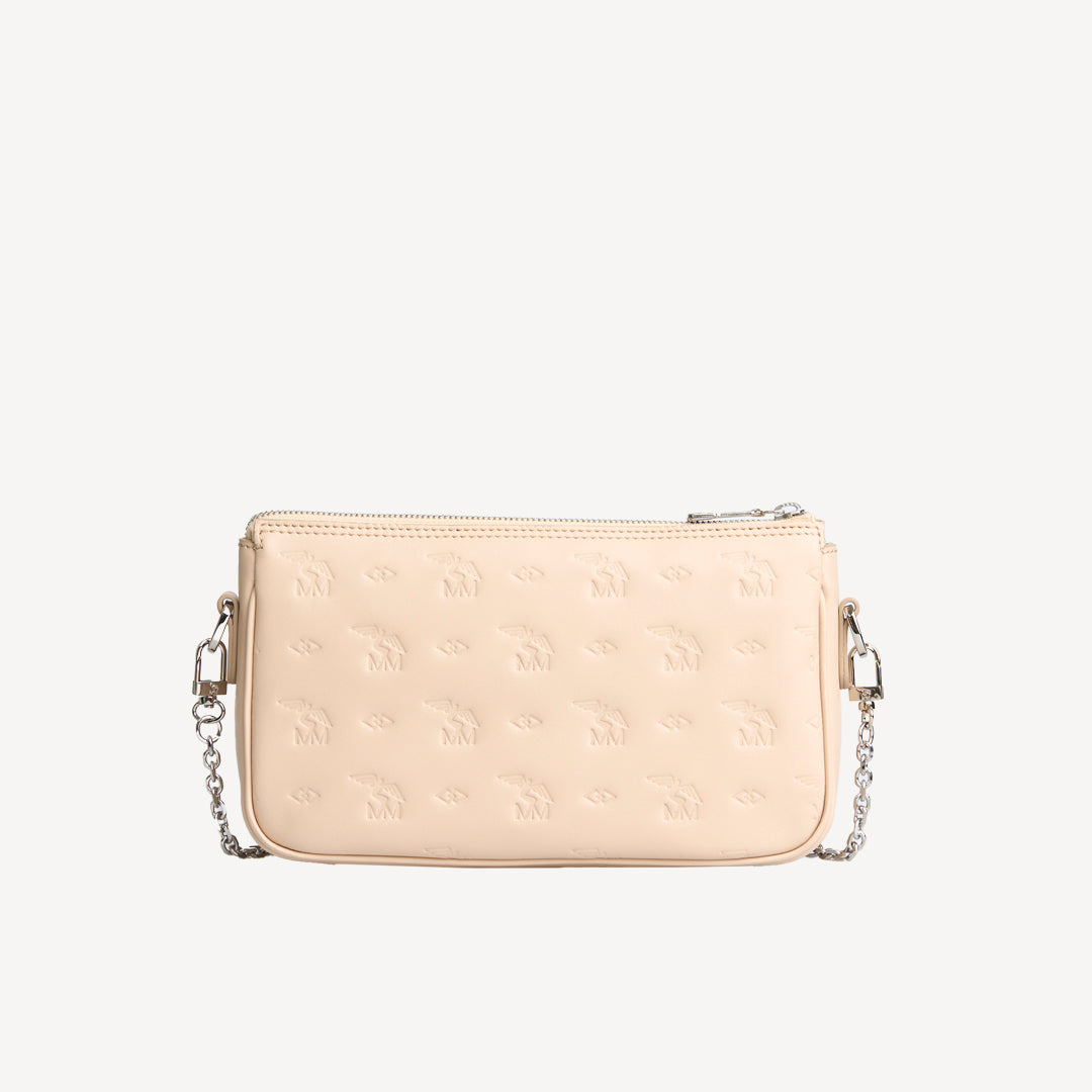 ZELL | Sac bandoulière Stampato beige vanille/argent
