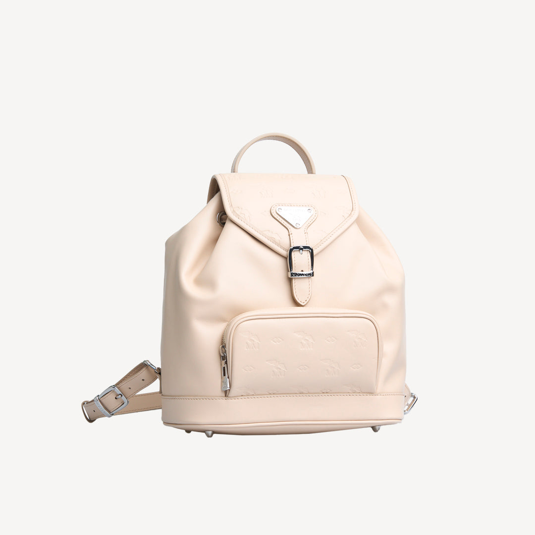 BRUGG | Stampato sac à dos vanille beige/argent