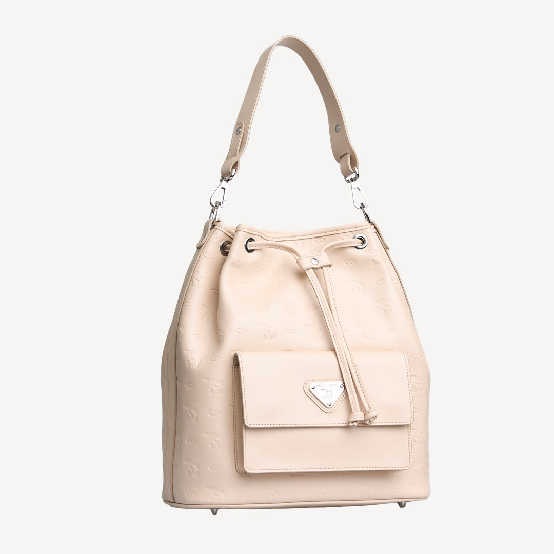 NYON | Pochette Stampato vanille beige/argent