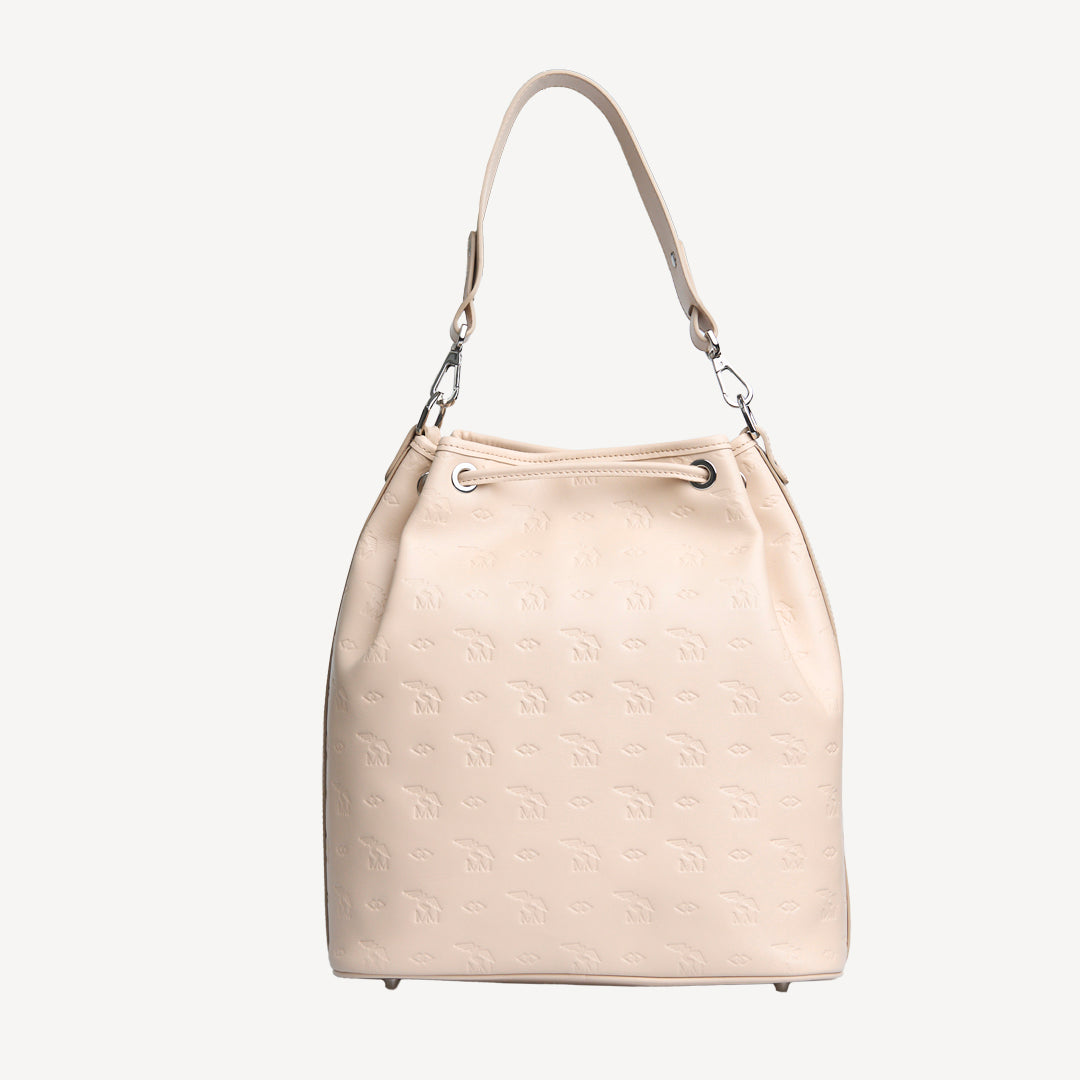 NYON | Pochette Stampato vanille beige/argent