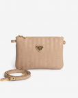 TAMINS | Umhängetasche cappuccino beige/gold – frontal