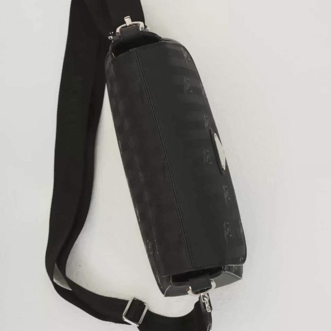 MONNAZ | Umhängetasche classic schwarz/silber von oben