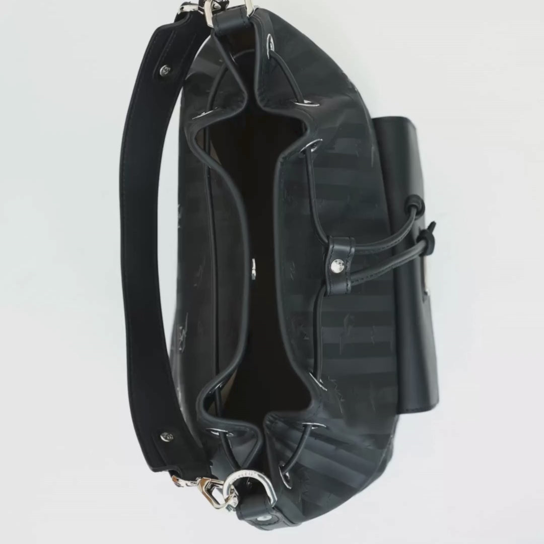 NYON | Beuteltasche classic schwarz/silber von oben