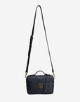 MEYRIN | Umhängetasche Kalbsleder classic schwarz/gold - hängend