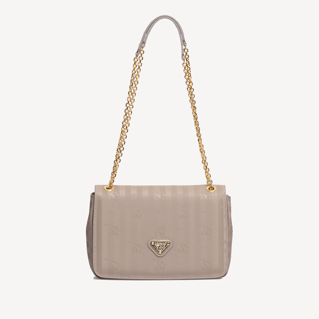 GOLDACH | Umhängetasche taupe grau/gold - frontal