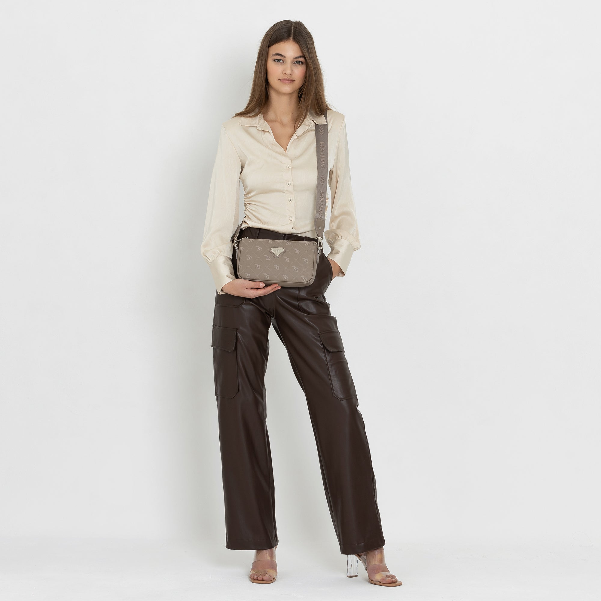 ZELL | Umhängetasche Pecarus taupe/rosè/silber - full body