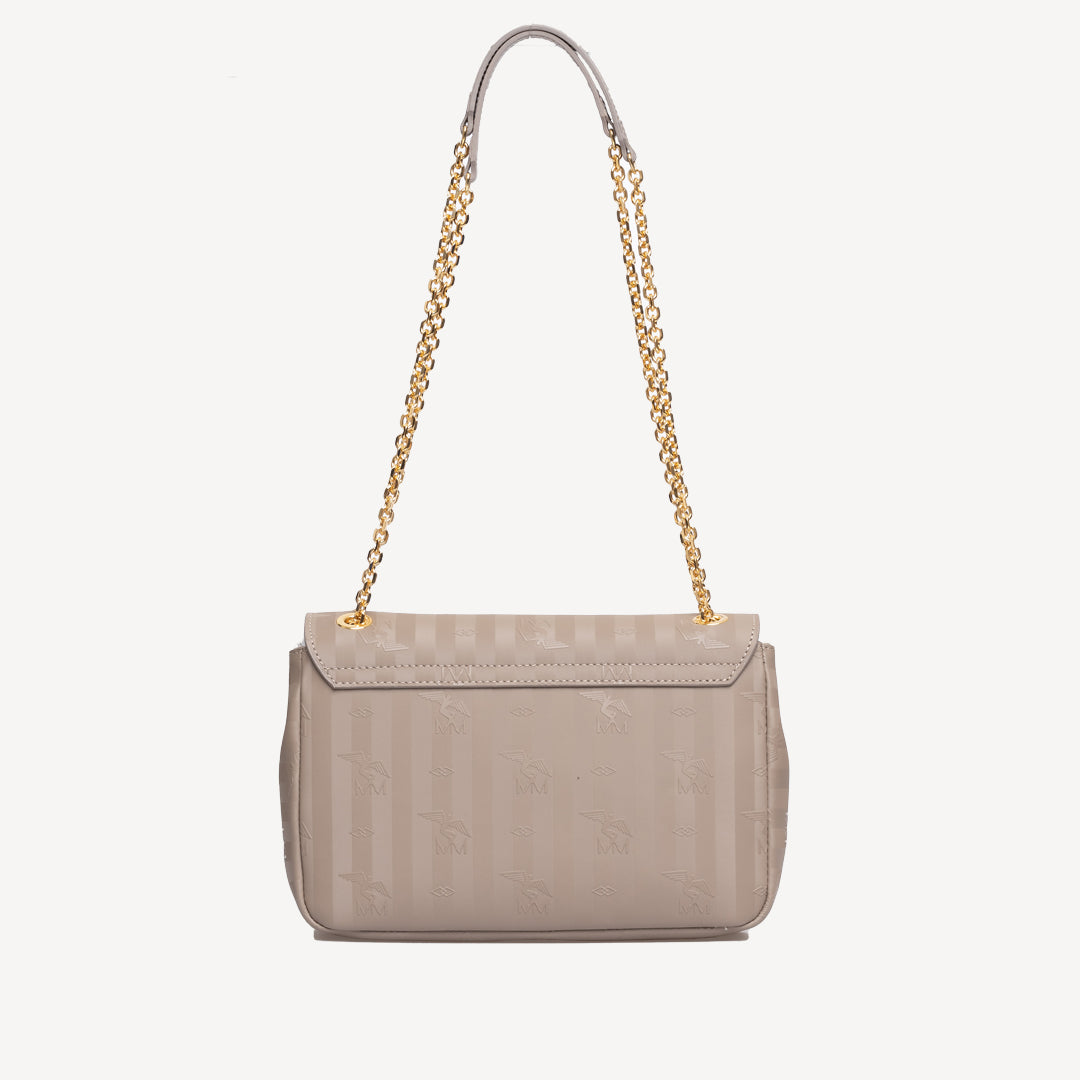 GOLDACH | Umhängetasche taupe grau/gold - von hinten