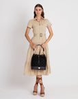 NIESEN | Beuteltasche Kalbsleder mit Velour classic schwarz/gold- on body