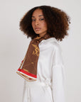 FOULARD | Seidenschal braun/beige/pink - on body