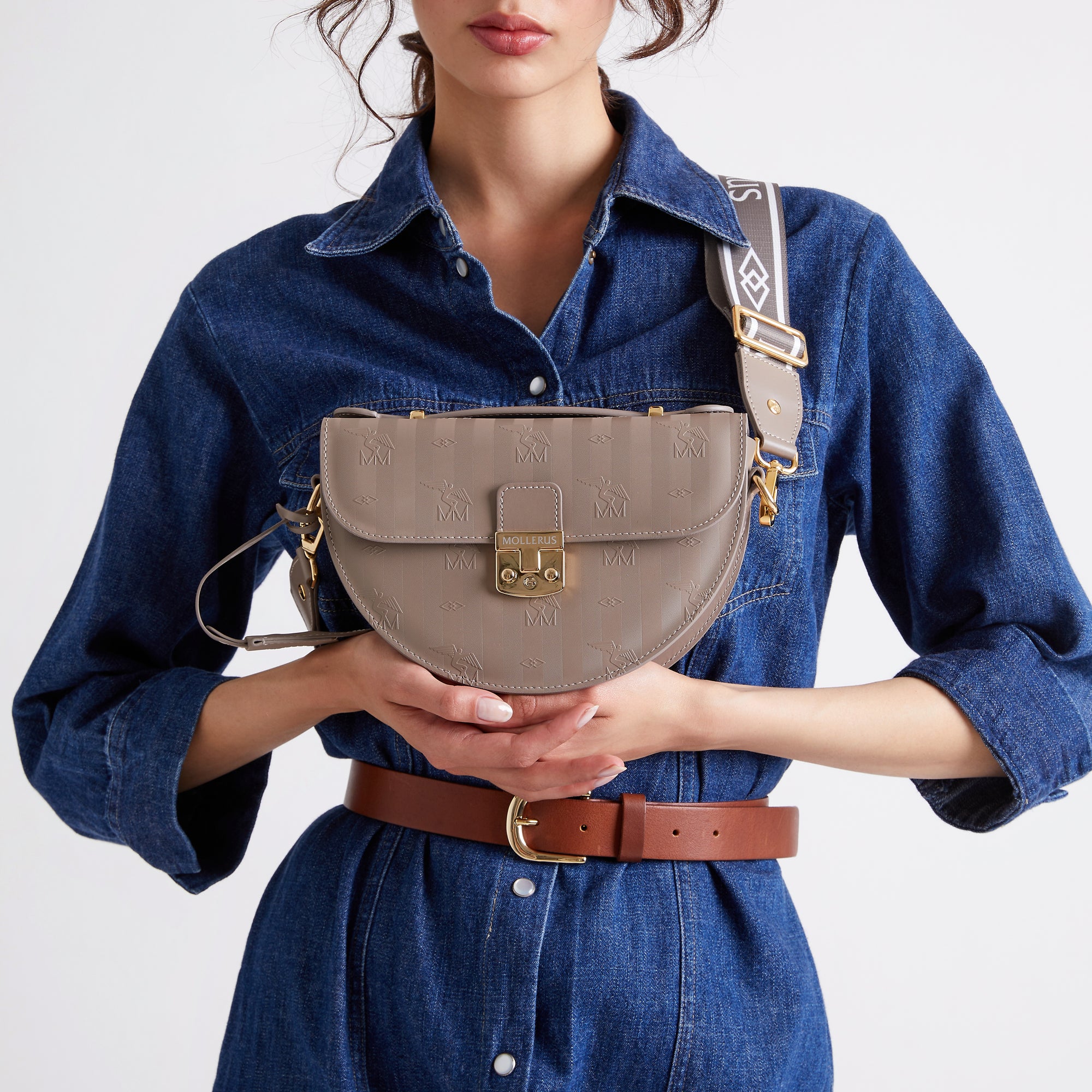 CEVIO | Sac à bandoulière taupe gris/or