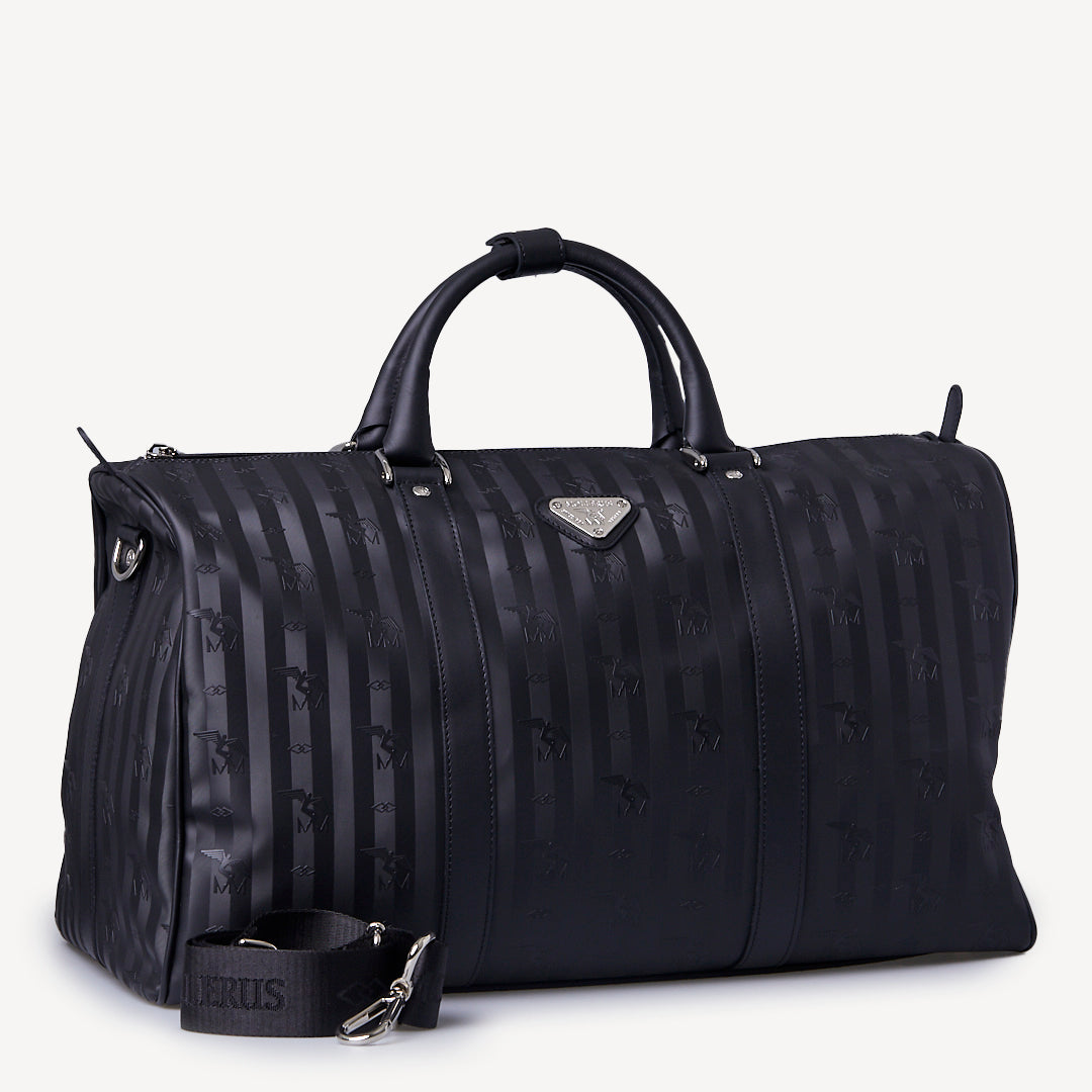 MADRID | Reisetasche schwarz/silber - seitlich