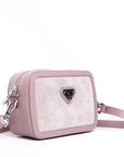 INWIL | Borsa a spalla in velluto soft rosé/argento – LATERALE