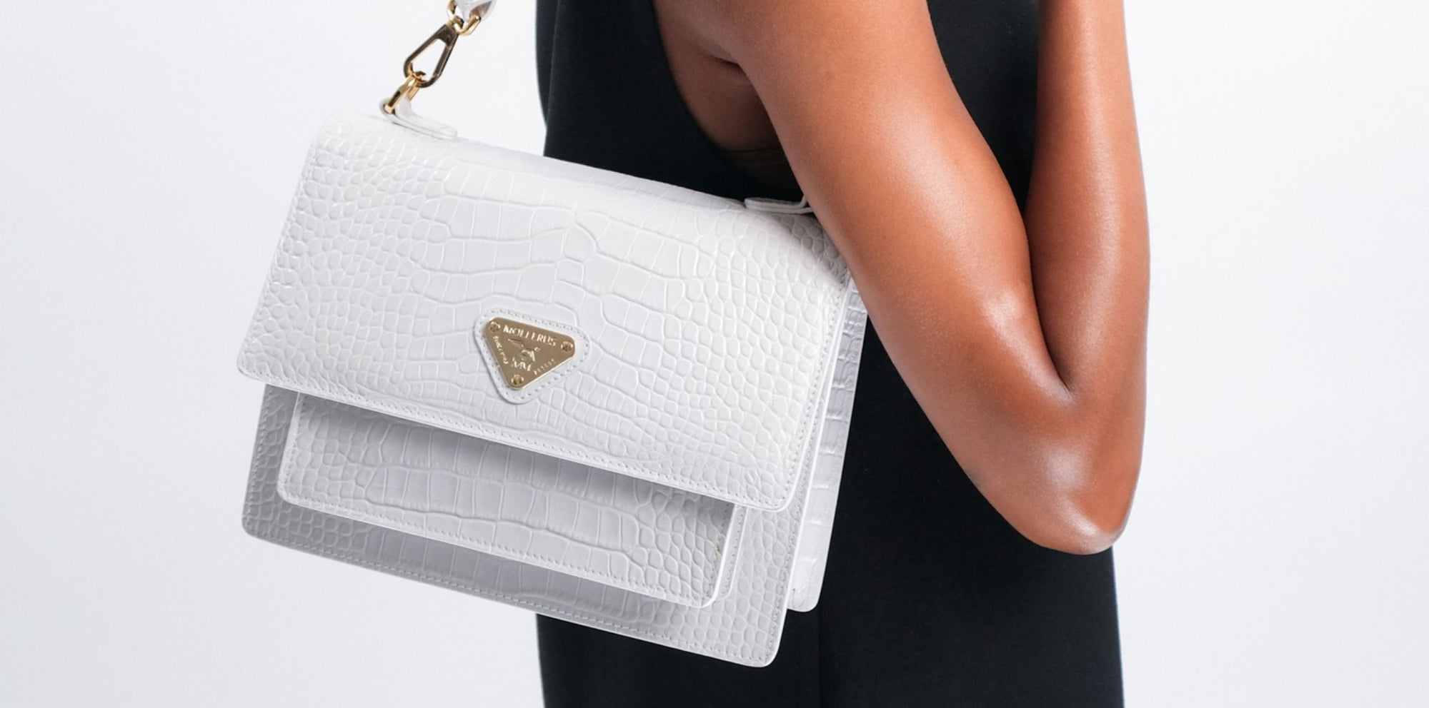 Kollektion Leder in Croco-Optik Snow Weiss