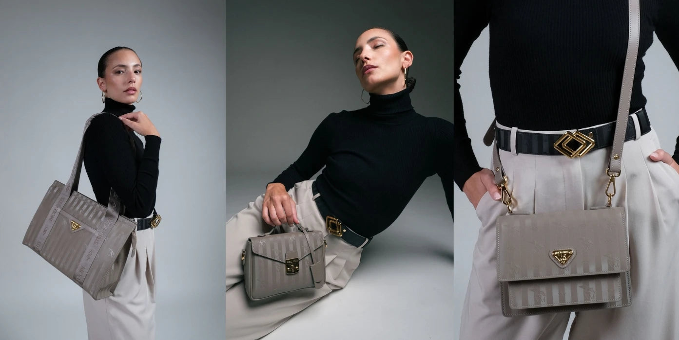 Model mit Tasche Taupe