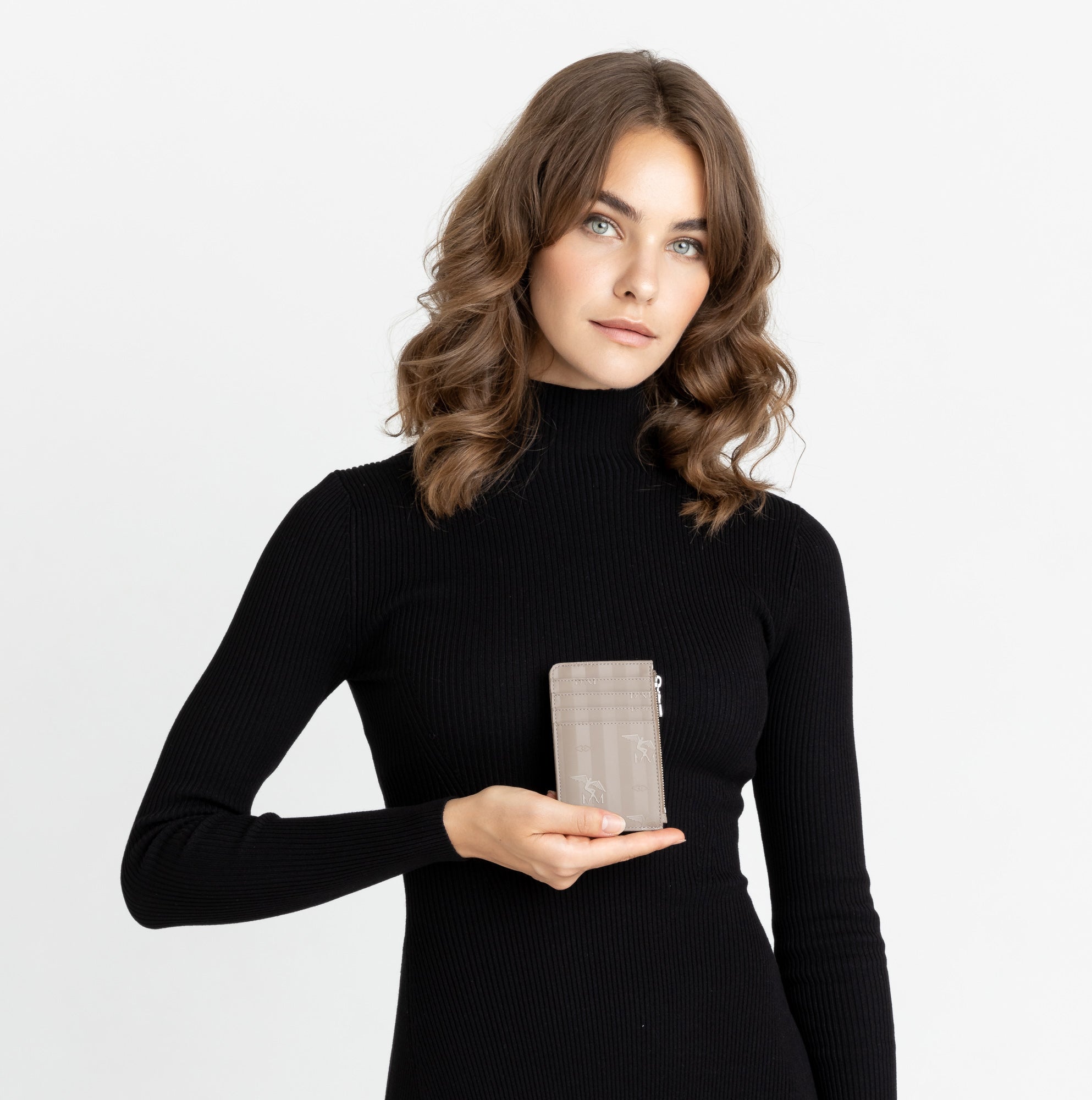 GY | Kreditkartenetui taupe grau/silber - on body