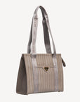 BERLIN | Schultertasche taupe grau/gold - seitlich