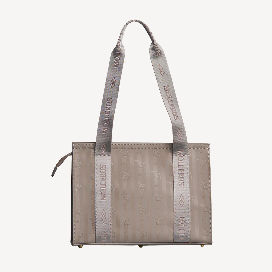 BERLIN | Schultertasche taupe grau/gold - von hinten