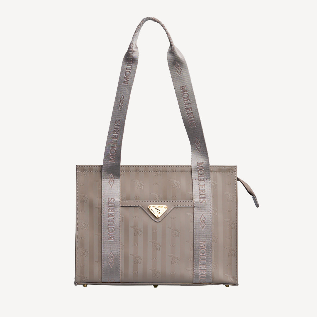 BERLIN | Schultertasche taupe grau/gold - FRONTAL