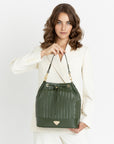 NIESEN | Beuteltasche olive grün/gold - on body