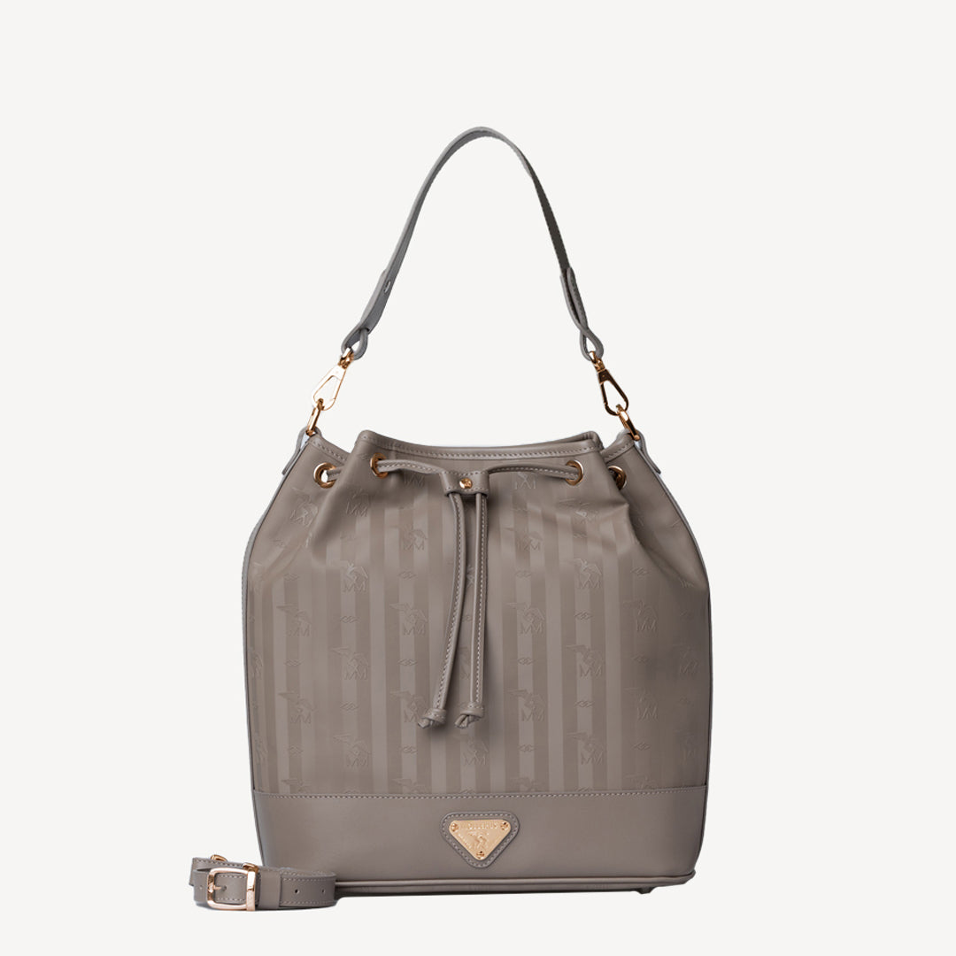 NIESEN | Beuteltasche taupe grau/gold - frontal