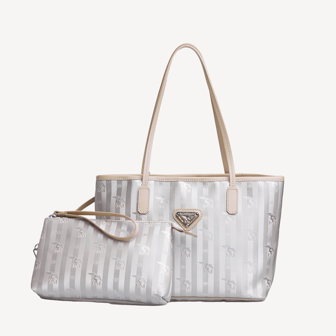 GENF | Shopper metallic silber/pearl weiss - FRONTAL