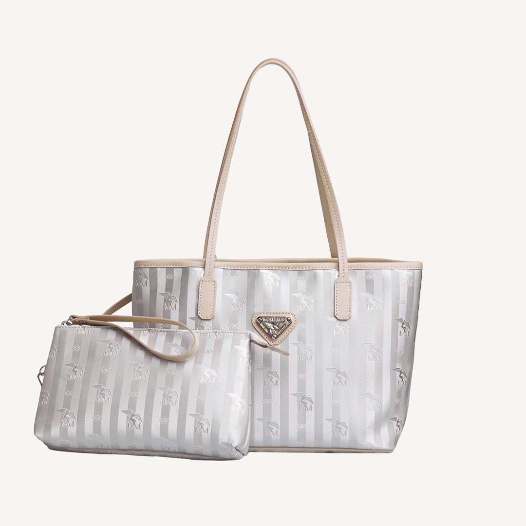 GENF | Shopper metallic silber/pearl weiss - frontal