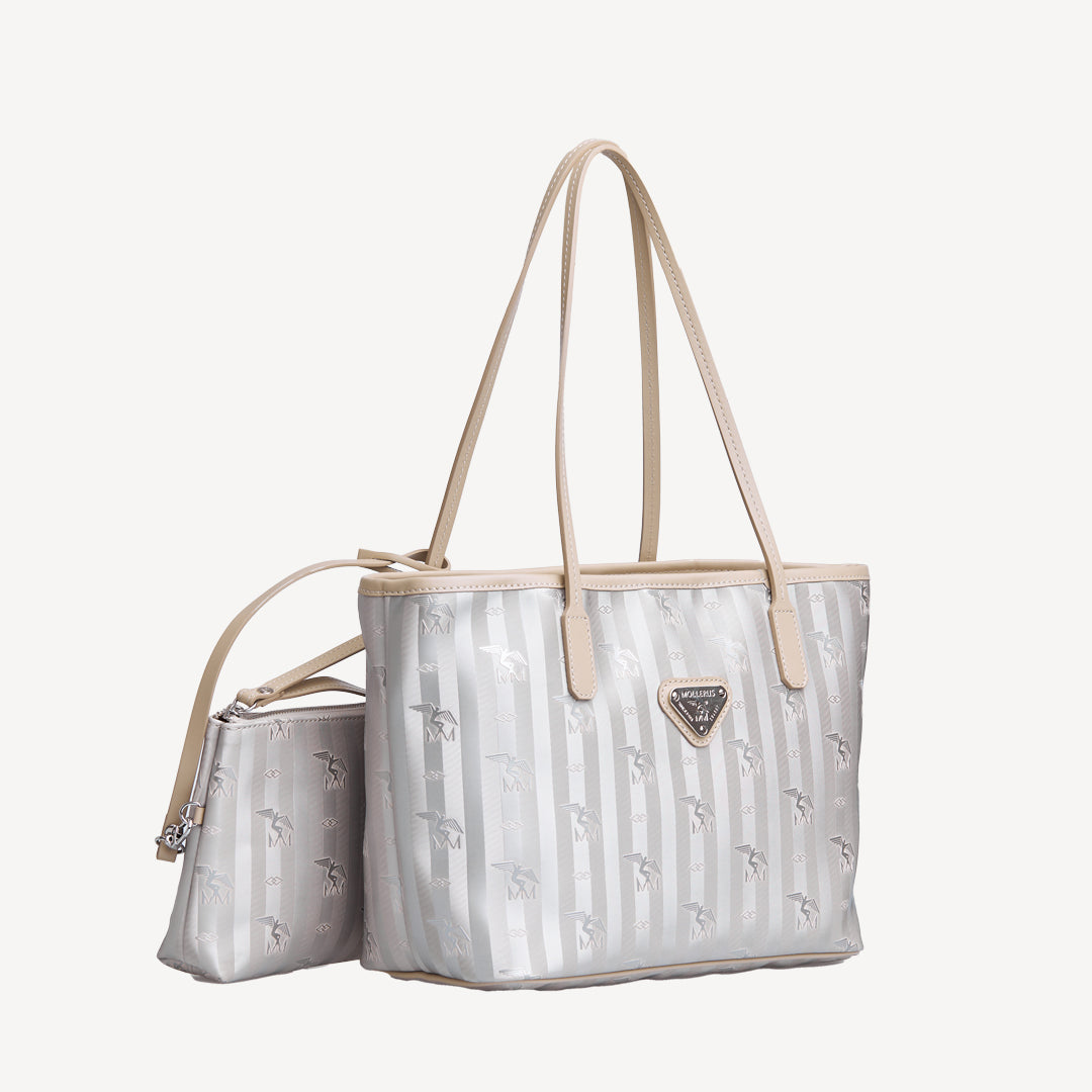 GENF | Shopper metallic silber/pearl weiss - SEITLICH