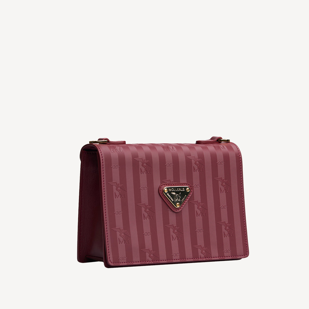 MELIDE | Umhängetasche antik rot/gold - seiltich
