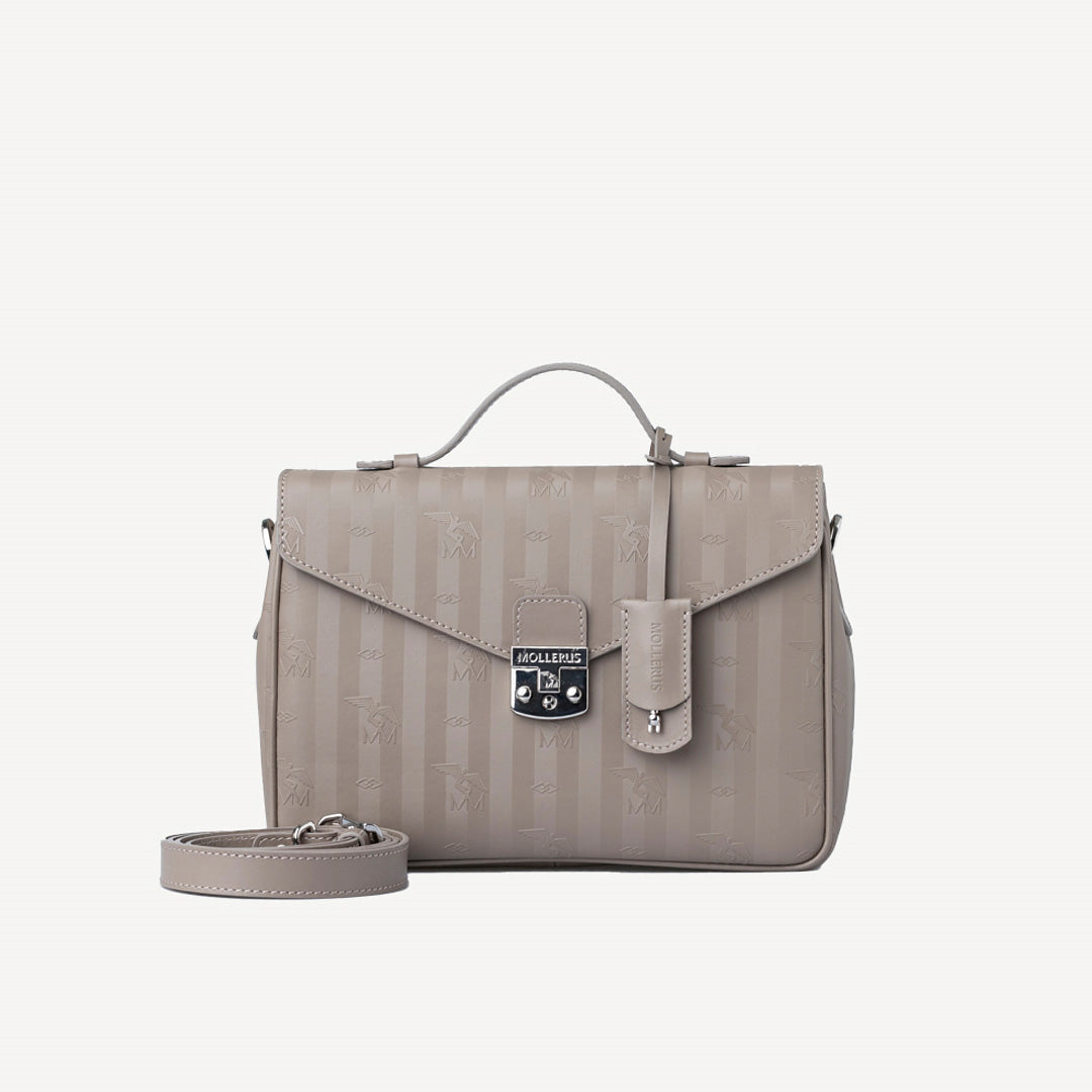 MARLY | Umhängetasche taupe grau/silber - front