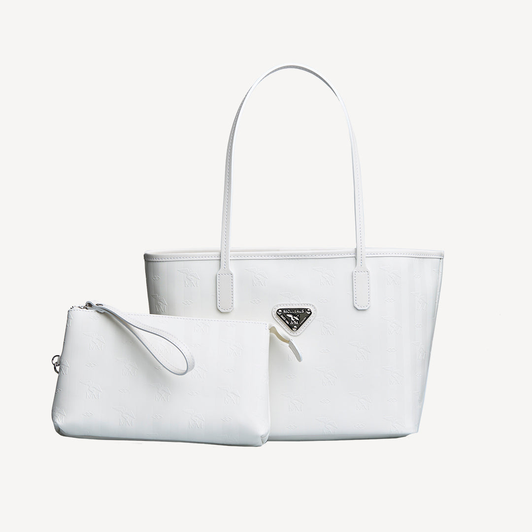 Genf | Umhängetasche snow weiss/silber - frontal