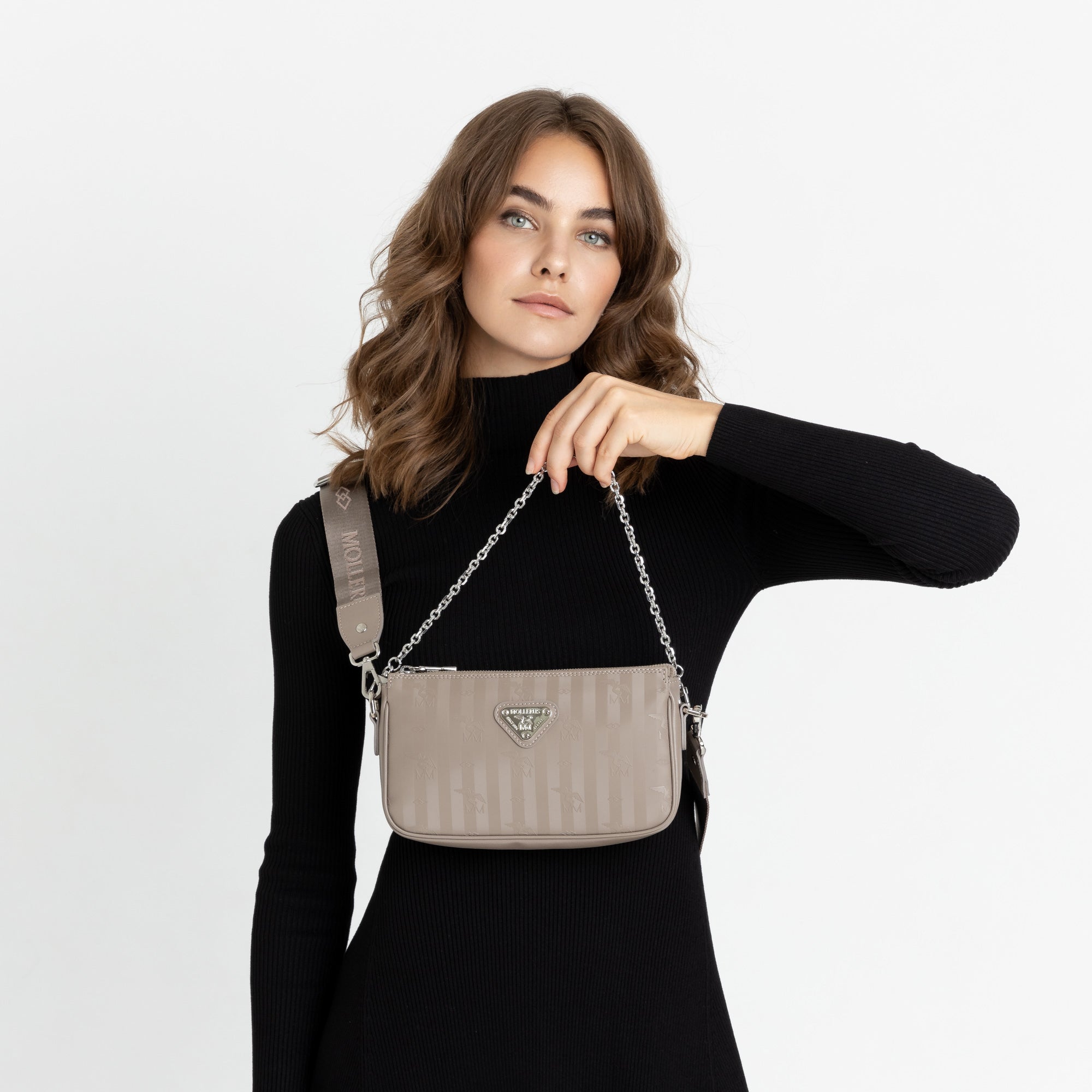 ZELL | Umhängetasche taupe grau/silber - on body