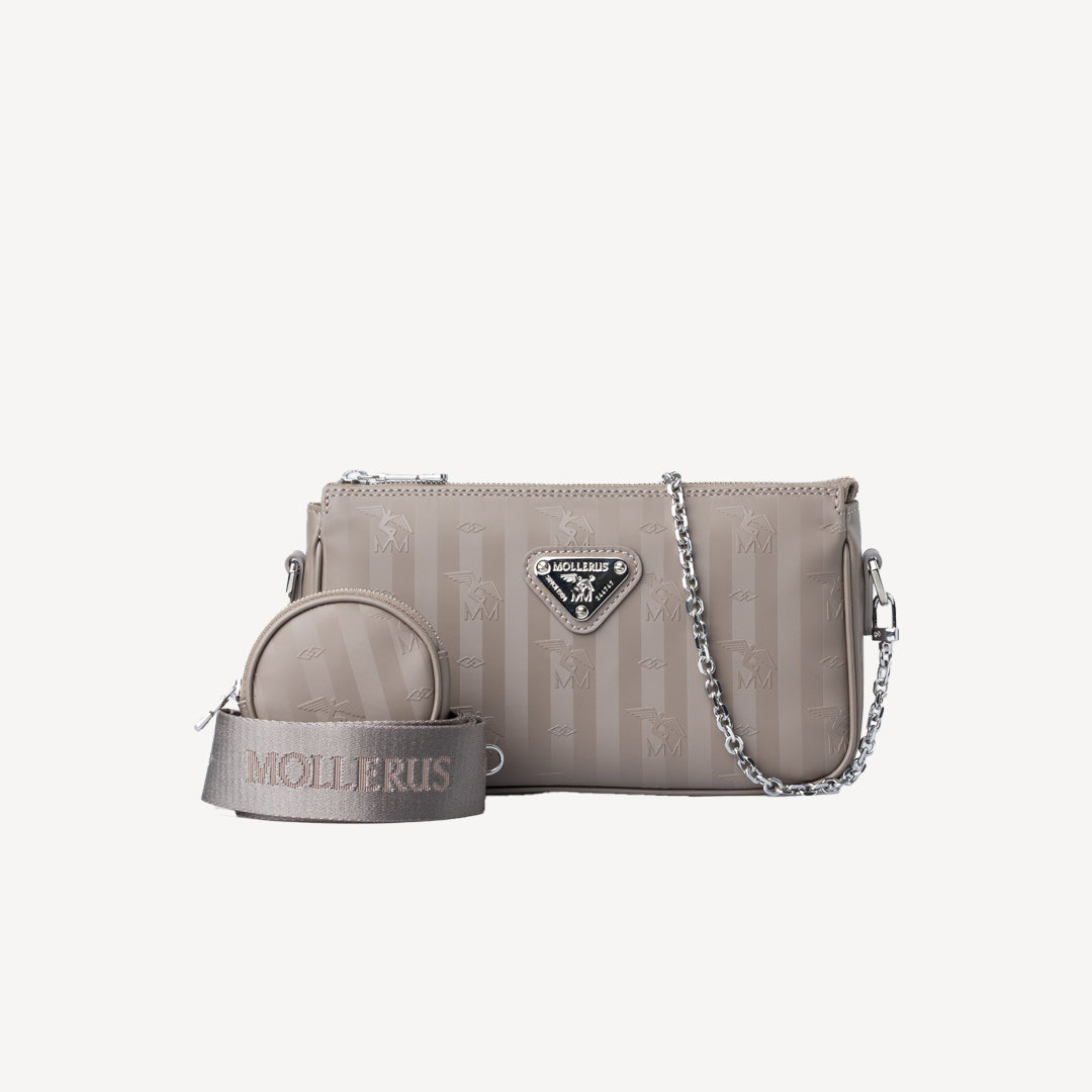 ZELL | Umhängetasche taupe grau/silber - frontal