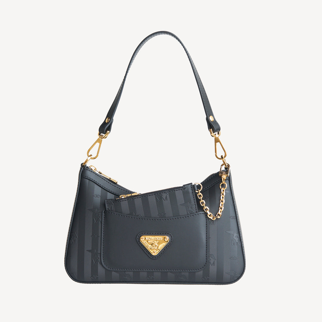 CASTIEL | Schultertasche classic schwarz/gold - frontal