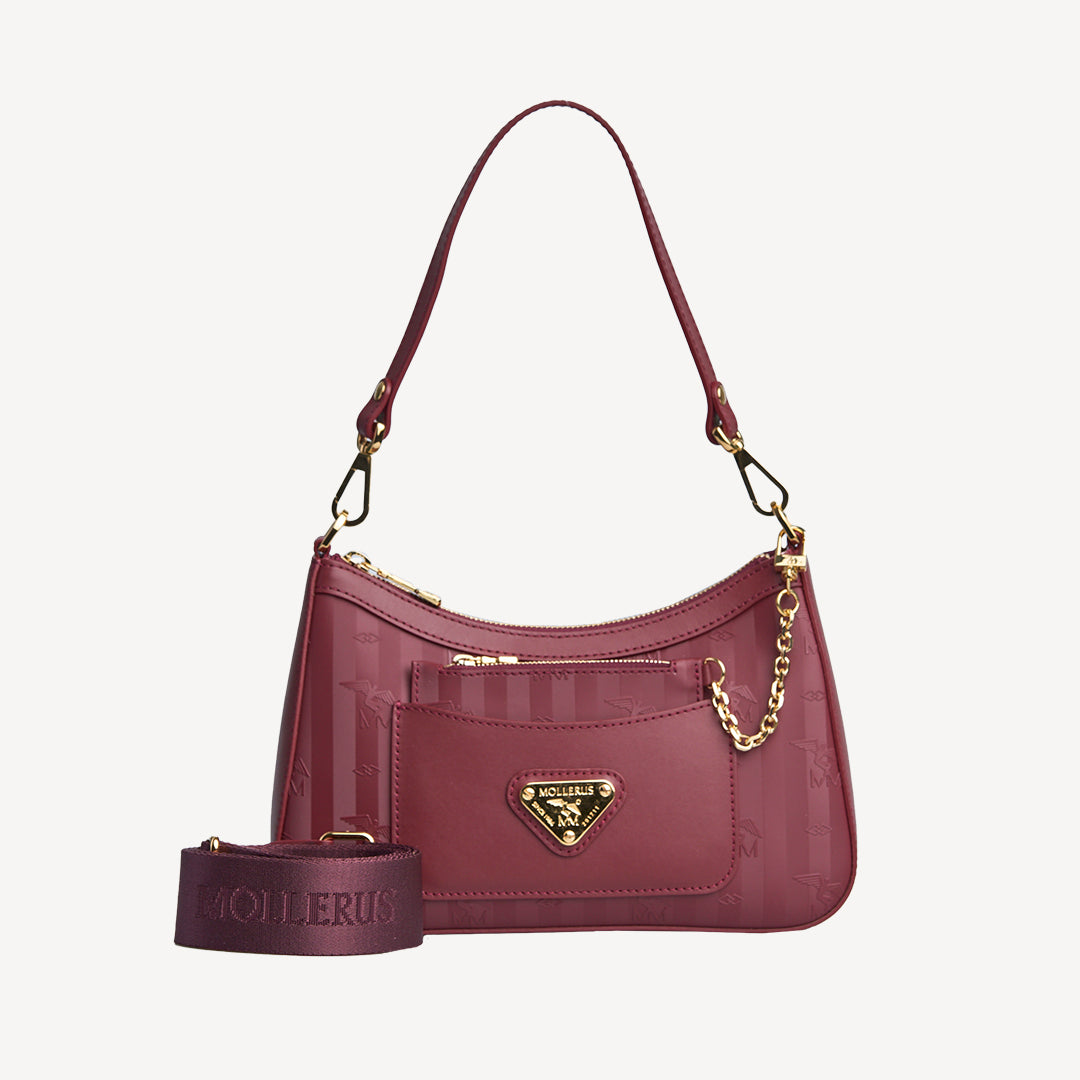 CASTIEL | Schultertasche antique rot/gold - frontal
