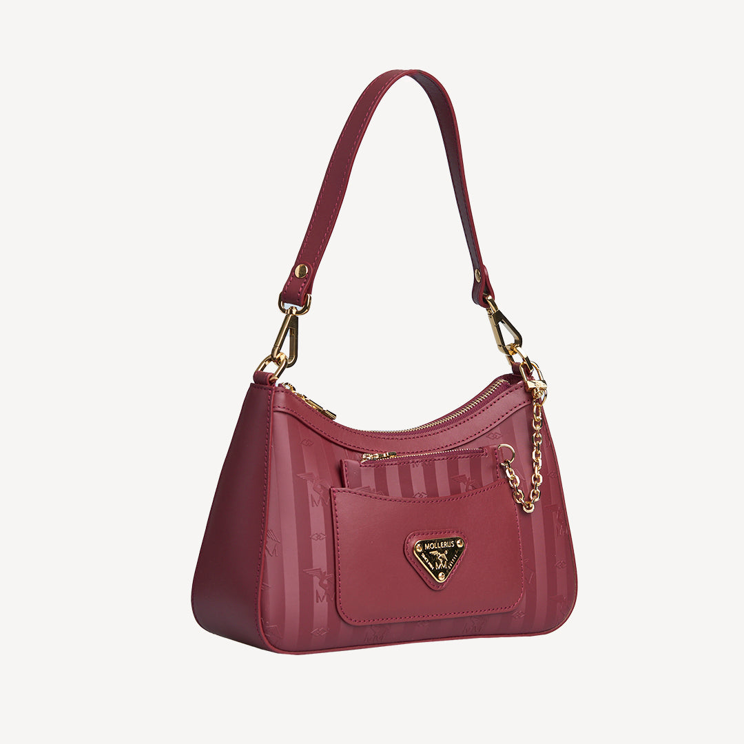 CASTIEL | Schultertasche antique rot/gold - seitlich