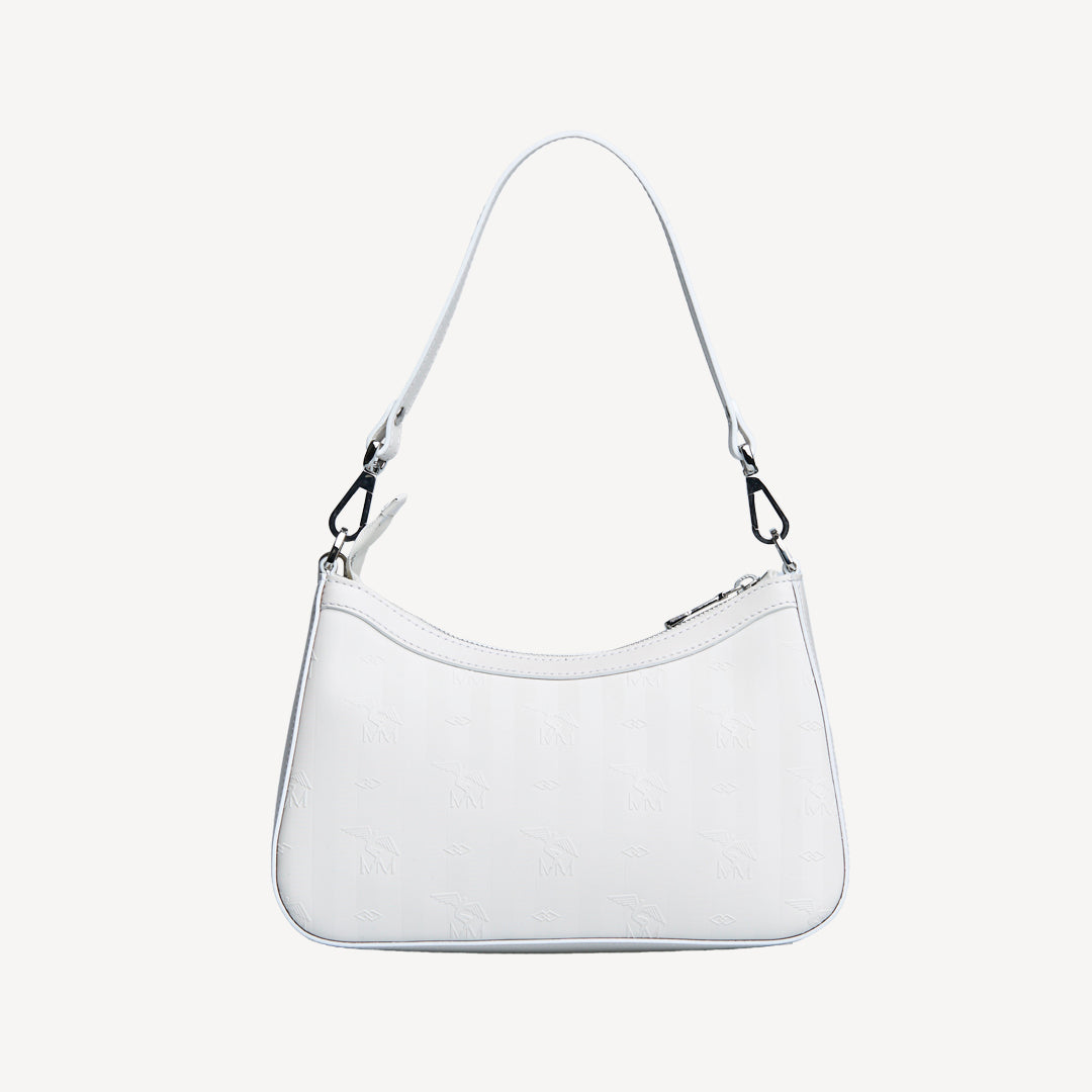 CASTIEL| Schultertasche snow weiss/silber - von hinten
