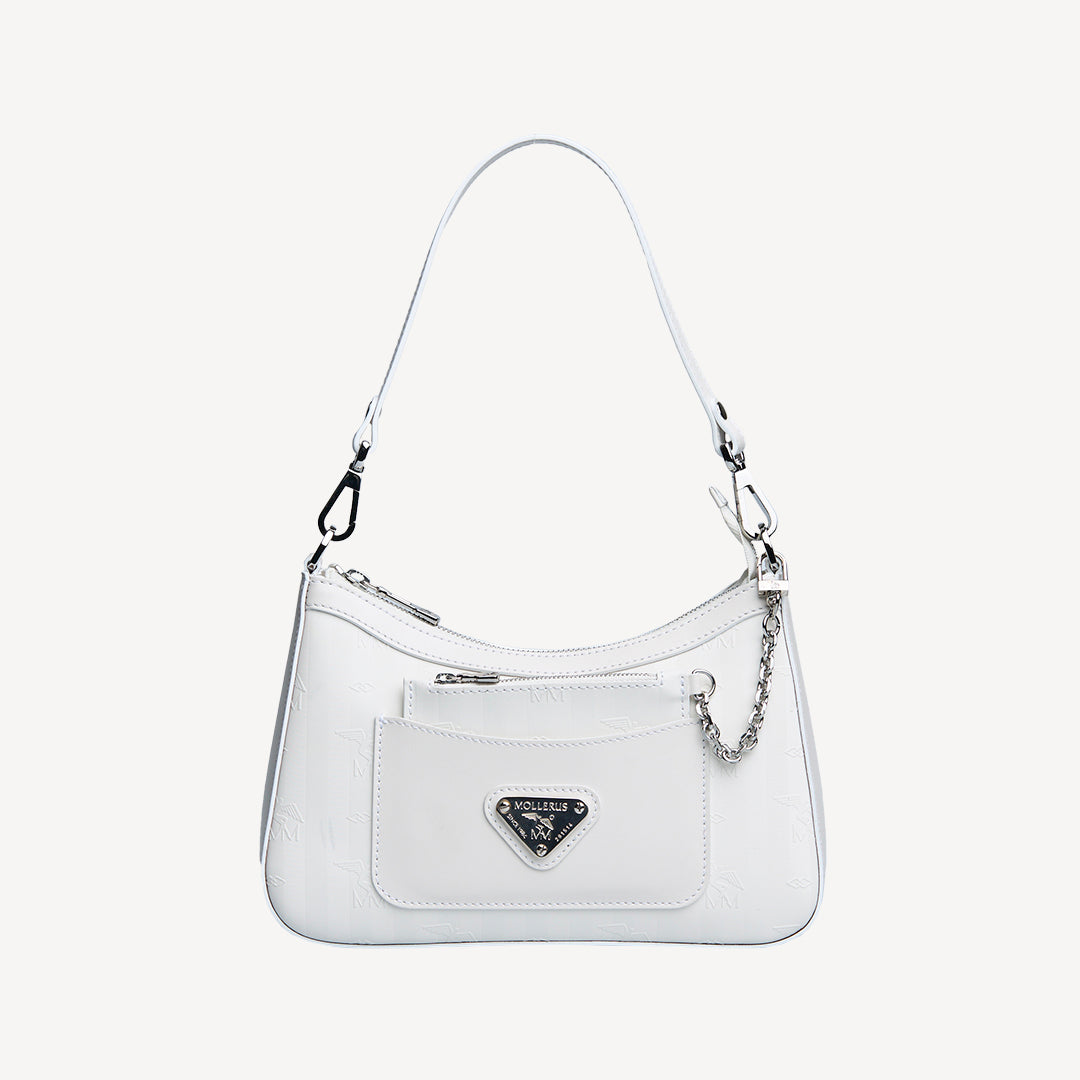 CASTIEL| Schultertasche snow weiss/silber - frontal
