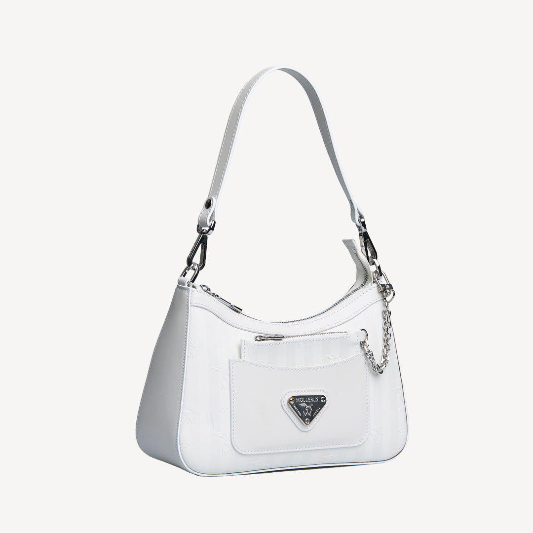 CASTIEL| Schultertasche snow weiss/silber - seitlich
