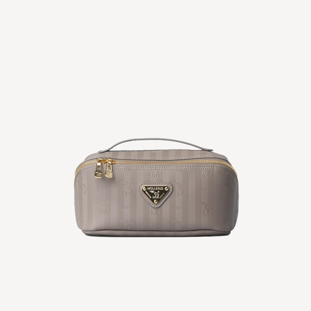 SERVAZ | Necessaire taupe grau/gold - front